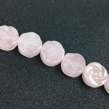 2 piezas de Cristal Natural de Cuarzo Rosa, Amatista Joyería Semi preciosa de Piedra Suelta Perlas de 6*14 mm de Doble cara Tallada Rosa en Forma de Flor