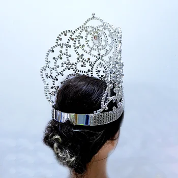 Mo274 de Gran Tamaño Desfile de la Corona de diamantes de imitación de Cristal Tiaras y Coronas de Novia de la Boda del Pelo de la Joyería de Gran Tocado De las Mujeres