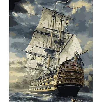 Pintar Por Números de BRICOLAJE Dropshipping 40x50 60x75cm navegando en el mar de la vida de la Lona de la Boda Decoración de Arte imagen de Regalo