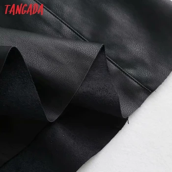 Tangada 2020 otoño invierno mujeres de negro de imitación de cuero, faldas con cinturón de decorar cremallera hembra mini falda 4C75