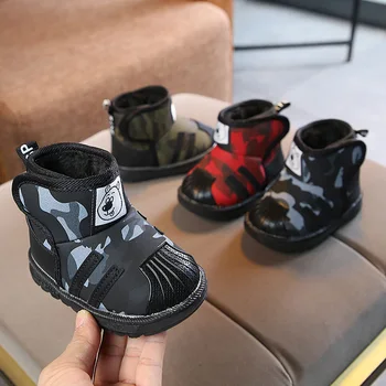 Niños zapatos botas de Nieve de 2020 invierno chicos nuevo Cálida felpa antideslizante impermeable niñas de camuflaje, botas de suela suave