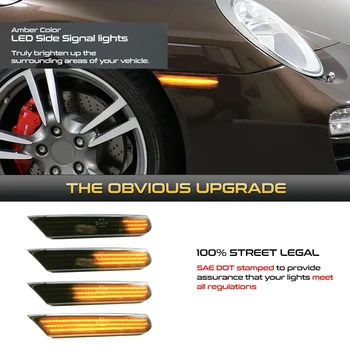 2Pcs LED Dinámico de Luces Laterales de la Señal de Giro Intermitente Lámparas Para el Porsche 911 Carrera Turbo 4 S 4S Targa GT2 GT3 996 Boxster 986