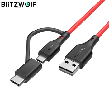 BlitzWolf BW-MT3 Tipo C Micro USB de 5V 3A 2 en 1 Carga Rápida Cable de Datos Para Samsung Galaxy S10 9 para Huawei Mate 20 Pro 3 pies 6 pies