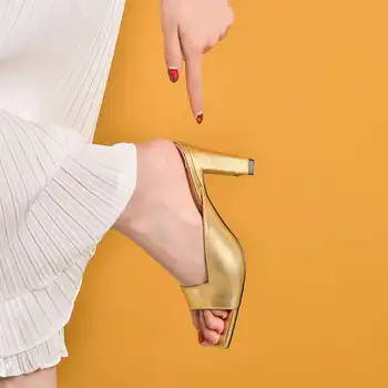 FEDONAS 2020 Primavera, Verano Nuevos Dulce Sandalias Para Niñas de Cuero Genuino zapatos de Tacón Alto de las Bombas Concisa Fiesta de Baile Zapatos Casual Mujer