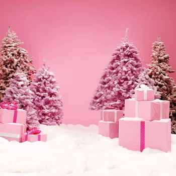 Personalizado de Vinilo fondos fotográficos de color rosa caja de regalo fondo de la foto de la impresión Digital de los Niños de navidad telón de fondo CM-6113