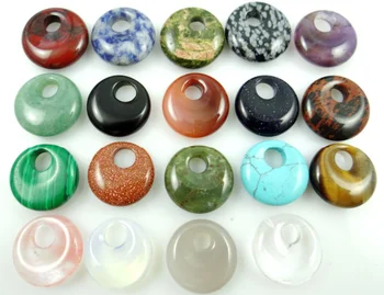18mm de piedra natural de color Turquesa Ópalo de cristal de Cuarzo donut encanto perlas colgante de diy de la joyería del collar de la Accessories12pcs