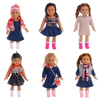 4Pcs/Set de Muñecas juego de Ropa de Invierno Chaleco de T-camisa de Vestir de Legging De 18 Pulgadas American Doll & 43 Cm Nacido de la Muñeca Para Nuestra Generación 035