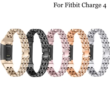 Las mujeres de la moda elegante de acero Inoxidable pulsera De Fitbit charge4 Con diamantes de imitación para las Bandas de Fitbit Charge 4 correa de Accesorios