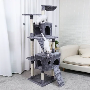 Árbol del gato del Gato del Árbol de la Torre de Muebles Gatito Playhouse Sisal Cubierto Arañar Puestos de Perchas de las Plataformas de Escalera con Poste de Rasguño