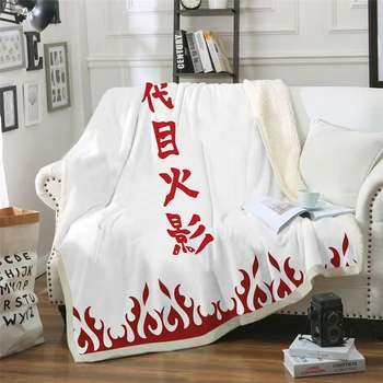 Viendo Manta Anime Naruto Namikaze Minato Impresión de Terciopelo Doble Sofá de su Casa sherpa manta De cama de Felpa Acampar Manta Colcha