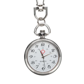 1pc/5pc Reloj de Bolsillo Simple Encanto de Plata de Color de la Enfermera de Bolsillo, Reloj de Cuarzo con Cadena de Clave de Anillo Para las Mujeres Médico Médico FOB Watch