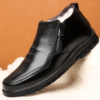 2020 Invierno Split Bota de Cuero de los Hombres de Oveja de Piel con Cremallera Lateral Zapatos de Estilo Británico Caliente Casual de Alta la parte Superior de Lana Mezcla Botas M1106