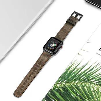 Retro de Cuero de Vaca correa de Apple de la banda de reloj de 44 mm 40 mm iWatch de banda de 42 mm 38mm reloj de la pulsera de la correa Apple watch 5 4 3 2 1 42