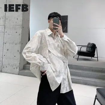 IEFB 2021 Principios de la Primavera de Moda Jacquard Diseño de Bordado de los Hombres Nicho Suelta Camisa de Manga Larga Tops Oversize Nueva 9Y5364