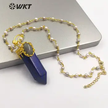 WT-N1183 natural cuentas de perlas Collar de cadena lápiz especial forma artesanal de oro Colgante Collar de la Joyería de las mujeres