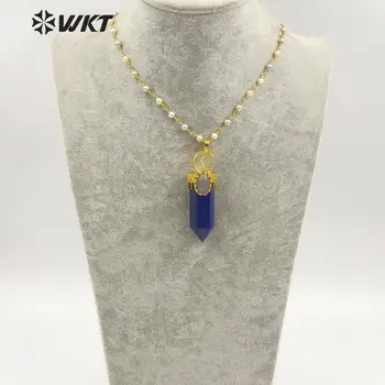 WT-N1183 natural cuentas de perlas Collar de cadena lápiz especial forma artesanal de oro Colgante Collar de la Joyería de las mujeres