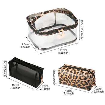 Ladies Leopard PVC Cosmética Bolsa de Viaje Impermeable de Belleza Maquillaje Tocador Caso de Almacenamiento de barras de Labios Titular Organizador de Accesorios