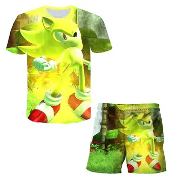 Sonic 3D para niños T-shirt conjunto, sonic niños y niñas T-shirt conjunto, la impresión en 3D T-shirt, chicos y chicas.