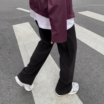 IEFB /ropa para hombre plisado pantalones pantalones casuales para hombres 2021 primavera nuevo estilo coreano de moda suelta recta pantalones de piernas amplia 9Y3458