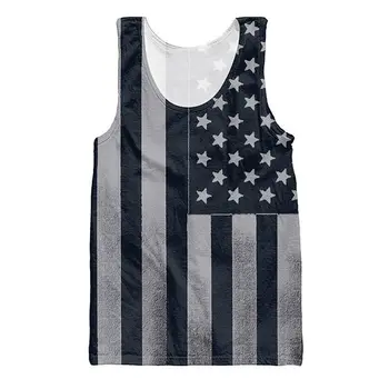 La Impresión 3d de Macho camisetas de los Hombres de Compresión sin Mangas de la Camisa de la bandera Americana Oscura Diseño Patriótico Culturismo Chaleco Para Hombres Jersey