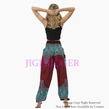 JIGERJOGER Algodón Mandala Ronda Gris rosa de Alta Elástico en la cintura, Pantalones de Yoga lounge en la playa de yoga Tailandés polainas gratis envío de la gota