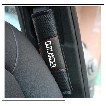Para Mitsubishi Outlander 2 piezas de Fibra de Carbono de Cuero, Asiento de Coche Cubierta de la Correa Automático de Cinturón de seguridad de Hombro Almohadilla de diseño automovilístico
