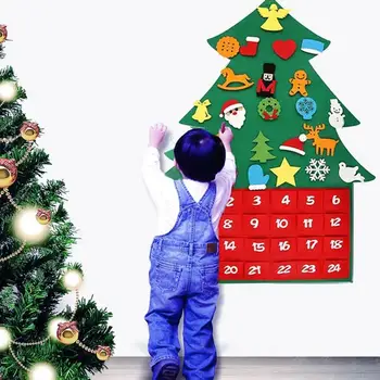 2021 DIY Árbol de Navidad Calendario de Adviento Sentía Nochevieja Cumpleaños Calendario de Adviento Bolsillos de Tela Calendario de la Decoración Para Niños
