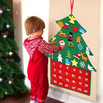 2021 DIY Árbol de Navidad Calendario de Adviento Sentía Nochevieja Cumpleaños Calendario de Adviento Bolsillos de Tela Calendario de la Decoración Para Niños