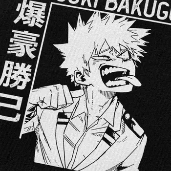 Divertido Hombres Katsuki Bakugo Boku No Hero Academia T-Shirt de Algodón de Anime de la Camiseta de Manga Corta de Manga Todos Puedan Camiseta de Merchandising Tops