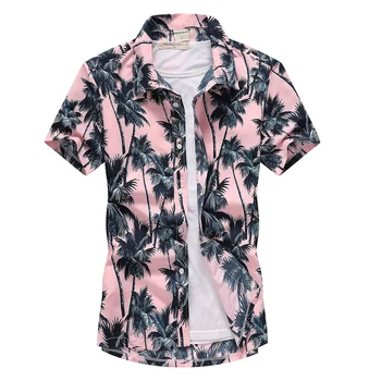 Los hombres la ropa de la Flor de la Camisa de 2020 Verano Nuevo Estilo de Moda Casual de Manga Corta de árboles de Coco impresión Playa de Hawai Camisa Masculina camisa
