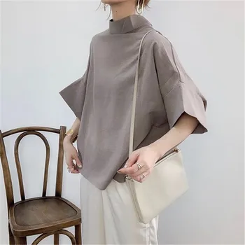 Japón Minimalista de Verano Sólido Blusa Camisa de las Mujeres Elegantes de Trabajo de la Oficina de Desgaste de la parte Superior OL Ropa 2020 Corea del Estilo Oversize Blusas de Señora