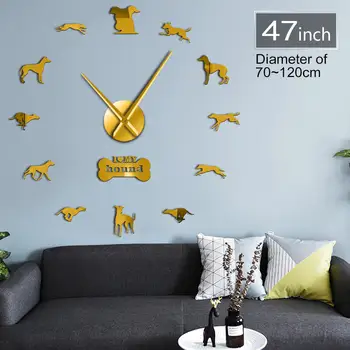 Yo Amo a Mi Perro Sabueso Espejo Efecto 3D DIY Reloj de Pared de Diseño de Animales de la Tienda de animales Cachorro Amante de la Decoración del Hogar, Auto-Adhesivo del reloj Reloj
