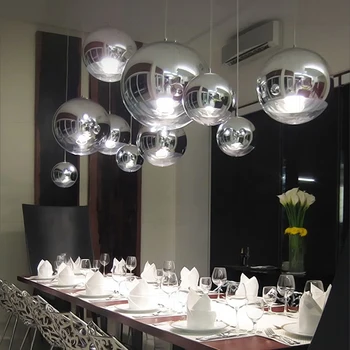 Nórdicos de Cristal Bola de espejos LED de Iluminación de la lámpara de Oro de Plata de la Bola de Cristal de la Lámpara de la Cocina Sala de estar Dormitorio Lustre Lámparas de araña