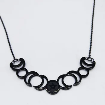 2021 de la Moda de Sol Pentagrama Luna de Acero Inoxidable Collar de Cadena de las Mujeres de Negro de la Brujería Collares de la Joyería joyas N19337