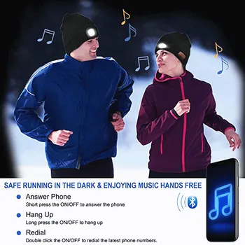 2021 Nuevo Invierno de Música Bluetooth LED de Luz de Sombreros Gorro de Noche a Pie Ejecución de Auriculares Inalámbricos Tapa de la Moda Caliente de Deporte Sombrero de Punto