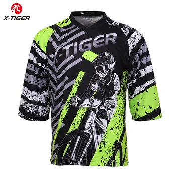 X-Tigre Anti-Pilling MTB Downhill Camisetas de Bicicleta de Montaña Camiseta de Verano Otoño Transpirable de Motocross Jersey de Bicicletas de DH de la Camisa