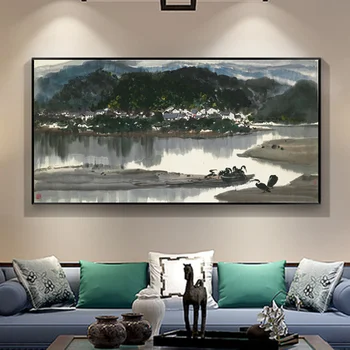 Wu Guanzhong Tinta China la Pintura de Paisajes HD Impresiones sobre Lienzo Arte de la Pared de la Imagen para la Sala de estar Decoración para el Hogar
