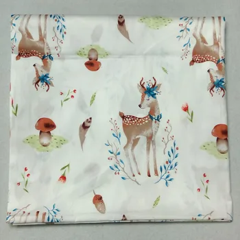 Cortar el Blanco de Hongo de Ciervo Impreso Algodón Tejido 50x160cm Animal Patchwork tela de bebé prendas de vestir de la decoración del hogar