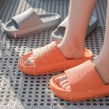 Super Suave Zapatillas de Casa antideslizante resistente al Desgaste de la Suela Gruesa Zapatillas para la Ducha de Baño de las Mujeres a los Hombres de Buena Resistencia-PESO