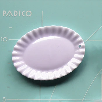 Tanduzi 20PCS Mini Forma Ovalada de la Placa de Simulación de Plástico de casa de Muñecas Miniatura de Plástico Blanco de Alimentos Artificiales DIY Deco Partes