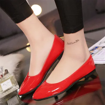 Nueva 35-42 Womens Lindo Casual Zapatos de Mujer Zapatos del Barco Confort de Deslizamiento En el Punto de Dedo del pie de Cuero de la PU Zapatos Planos de Dulces de Colores de Zapatos de Verano