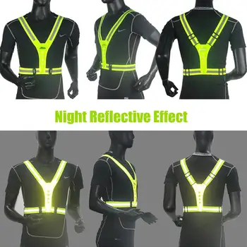 Elástico en forma de V Luminoso Chaleco Reflectante LED Chaleco Reflectante Chaleco Ajustable Para la Noche de marcha de la Motocicleta Bicicleta