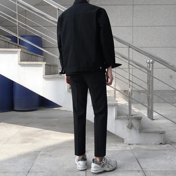 IEFB /ropa para hombre primavera de corea colgante traje de pantalones de los hombres rectos 2021 tobillo-longitud de los pantalones casual negro de la moda de los pantalones 9Y3975