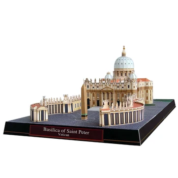 Basílica de San Pedro, en el Vaticano Papel Craft Modelo 3D de Edificio de Arquitectura DIY Juguetes educativos hechos a Mano Adulto Juego de Puzzle