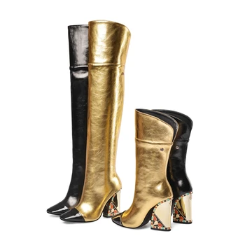 DORATASIA Nueva Marca de Lujo de Más de La Rodilla Botas de Damas Muslo Botas Altas de las Mujeres 2019 desfile zapatos de Tacón Alto Zapatos de Mujer 33-43