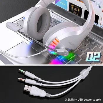 Cable de Juegos de Auriculares de 3,5 mm Estéreo USB Gaming Headset Sobre la Oreja Con Micrófono control de Voz Para el Ordenador portátil Gamer PUBG