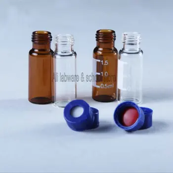 100pcs/lote de 2 ml de laboratorio de vidrio claro/marrón cromatografía líquida de la muestra de vidrio de la botella, de tornillo automático de espacio de aire de inyección de botella