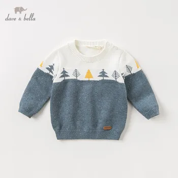 DBW11025 dave bella otoño suéter de punto de bebé bebé niños jersey de manga larga de los niños niño tops niños suéter de punto