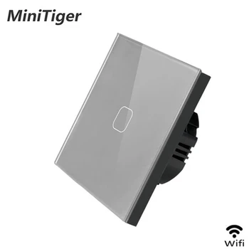 Minitiger WIFI Smart Touch Interruptor de la APLICACIÓN de control Remoto Inalámbrico de Luz Interruptor de Pared de Cristal del Panel de Trabajo Con Alexa / página principal de Google