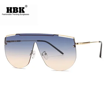 HBK 2021 de la Moda de gran tamaño de Montura Cuadrada de Gafas de sol de los Hombres de Conducción Clásico Sin marco Gafas de Sol Masculinas Vintage de Una sola Pieza Eyeglasse